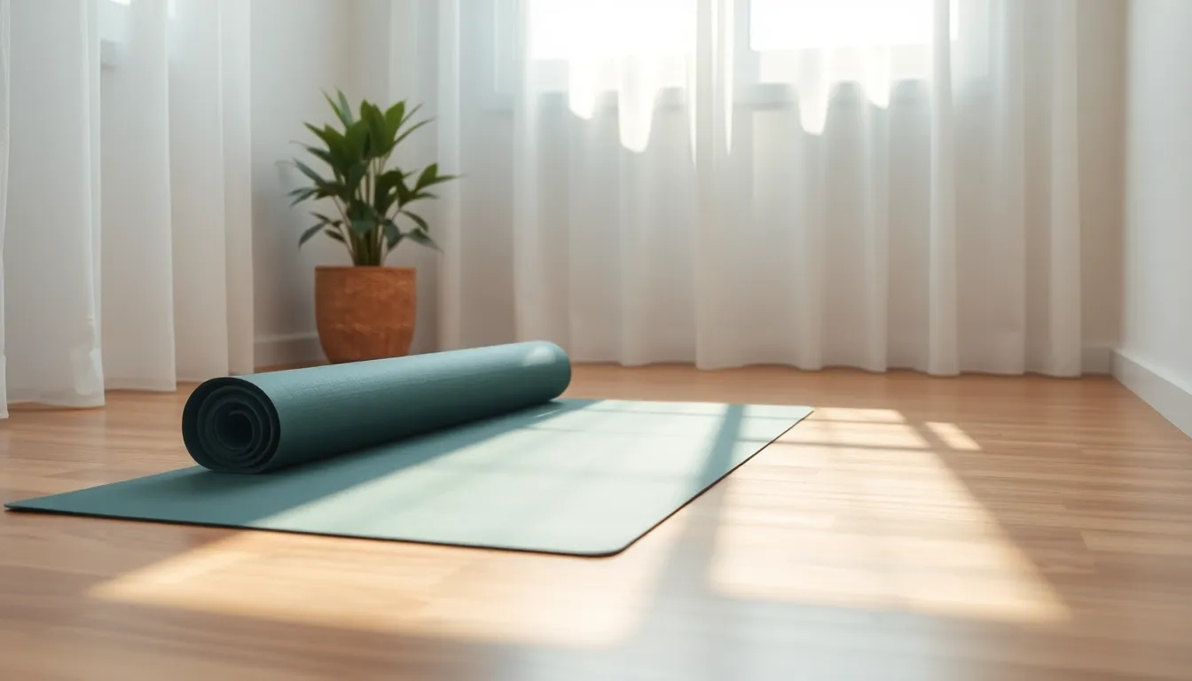 실내에서 운동하는 사람