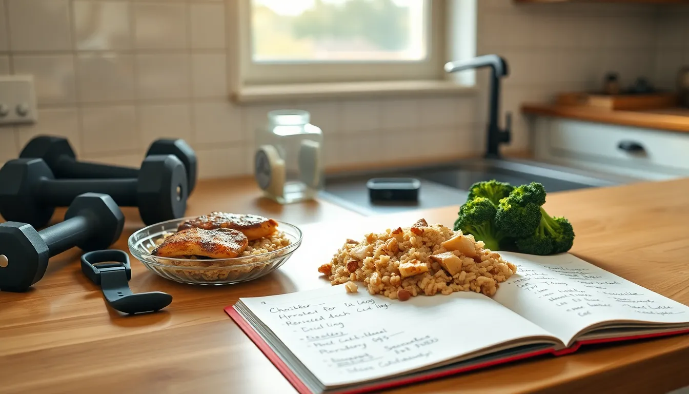 균형 잡힌 식단 이미지: 단백질, 탄수화물, 지방이 조화롭게 놓여있습니다.