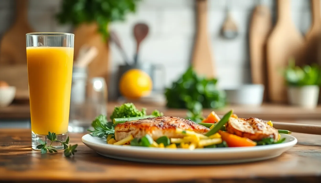 건강한 식단을 준비하는 다양한 식재료 이미지